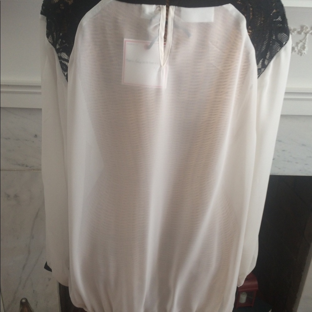 New Bisou Bisou Sheer Wrap Blouse Black Lace - Picture 4 of 5